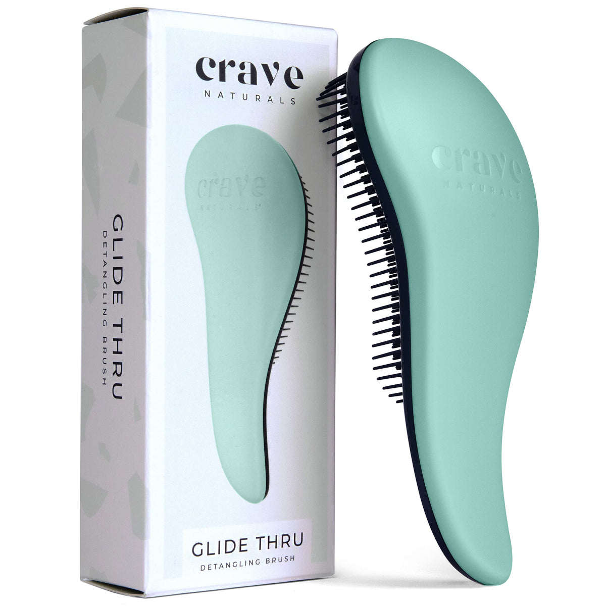 Crave Naturals Glide Thru Detangling Brush turquoise close-up for smooth glide through knots.