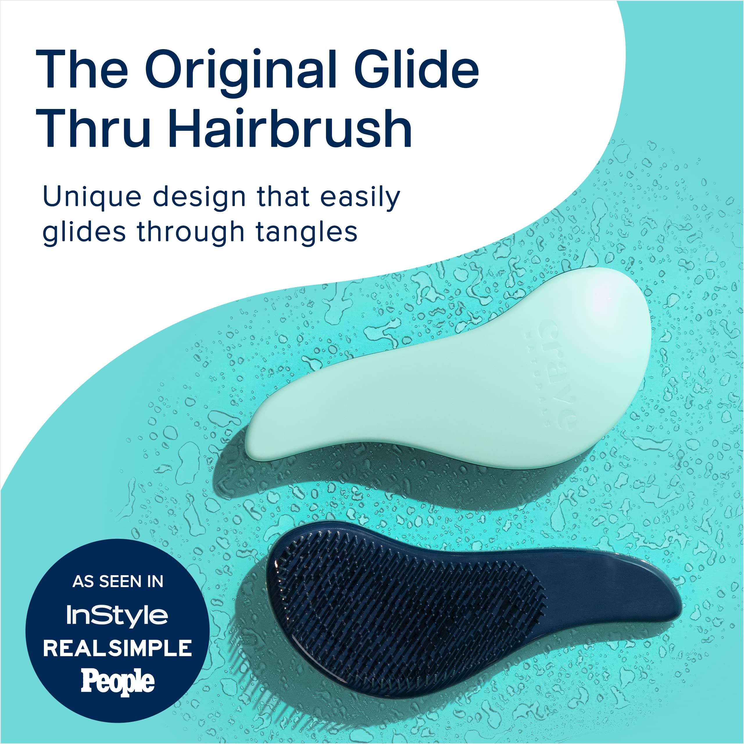 Crave Naturals Glide Thru Detangling Brush in use on wet hair to reduce tugging.