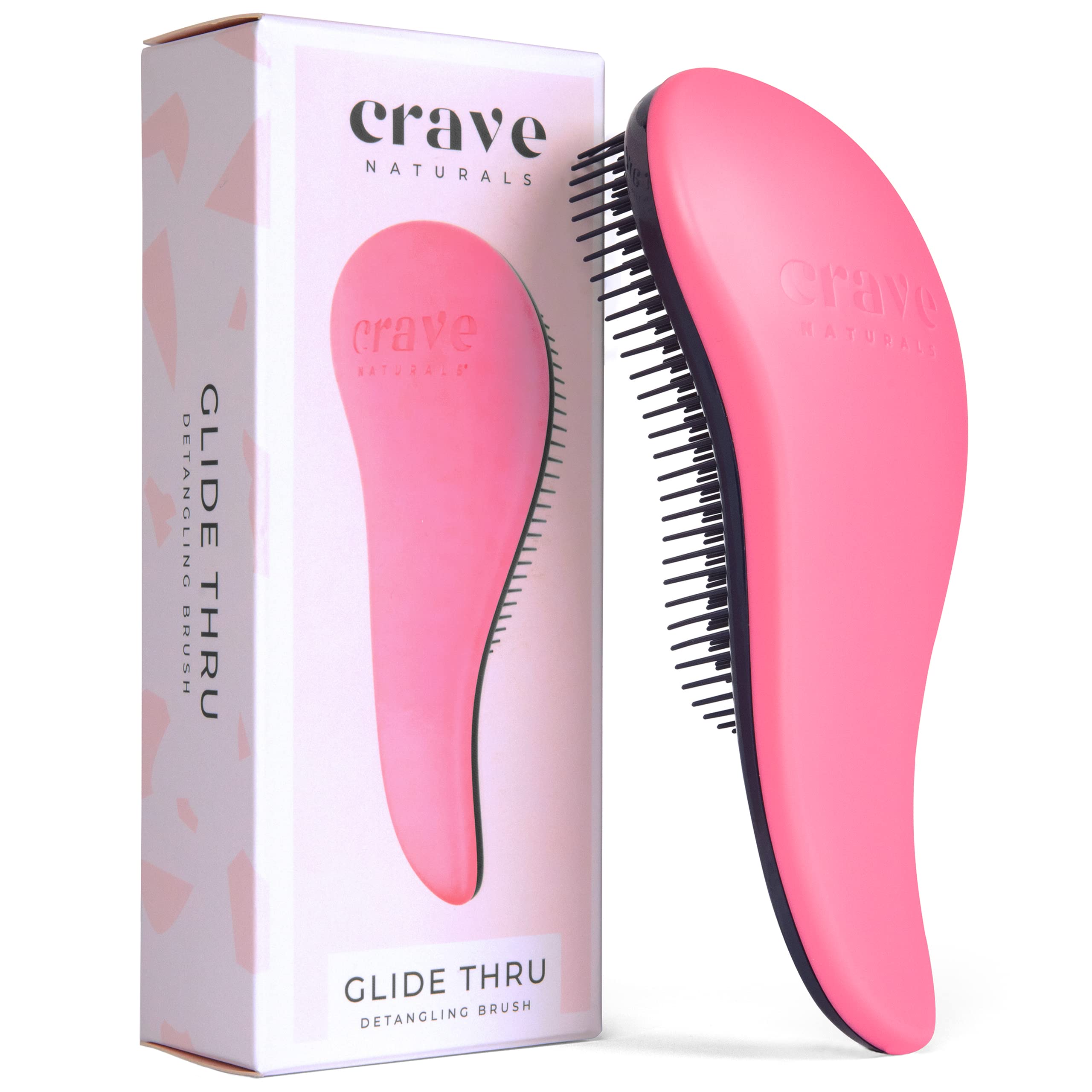 Crave Naturals Glide Thru detangler brush easing knots for gentle detangling