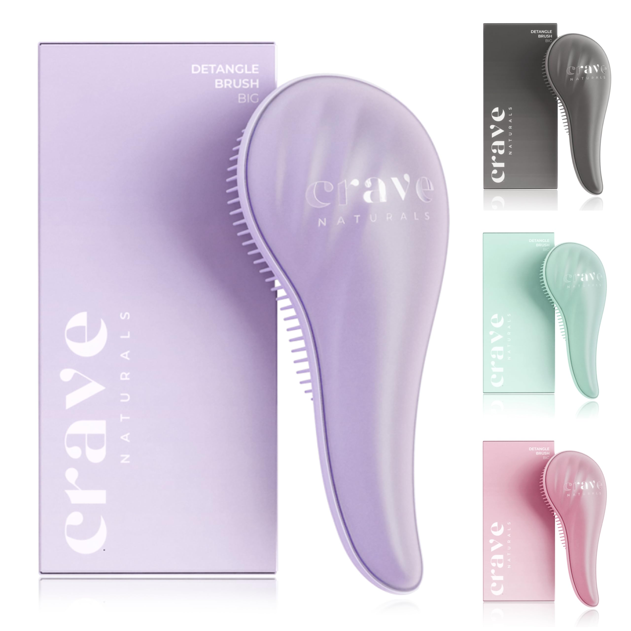 Crave Naturals large purple detangling brush glides through hair with minimal pull, ideal for all textures