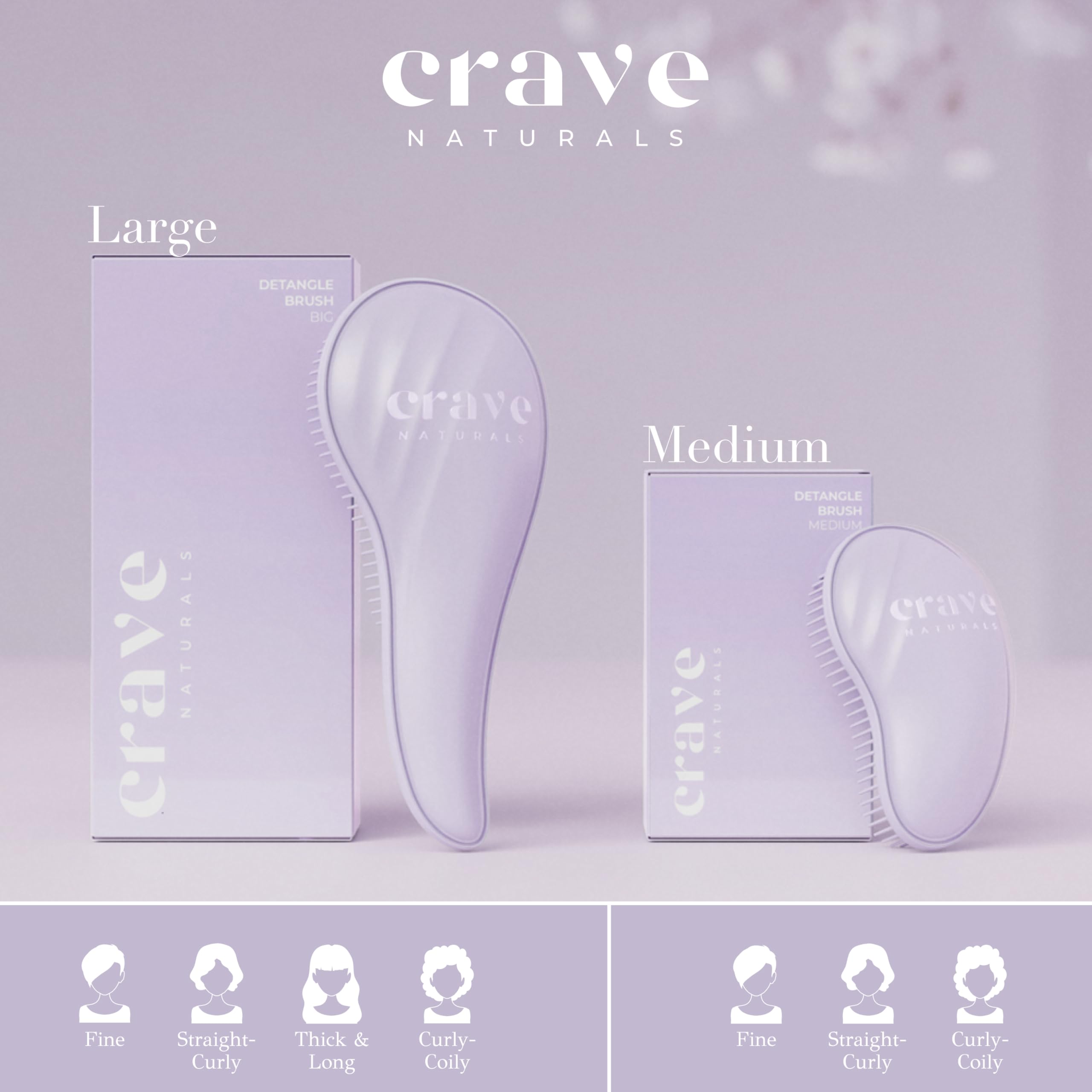 Crave Naturals detangling brush in purple for easy morning routine