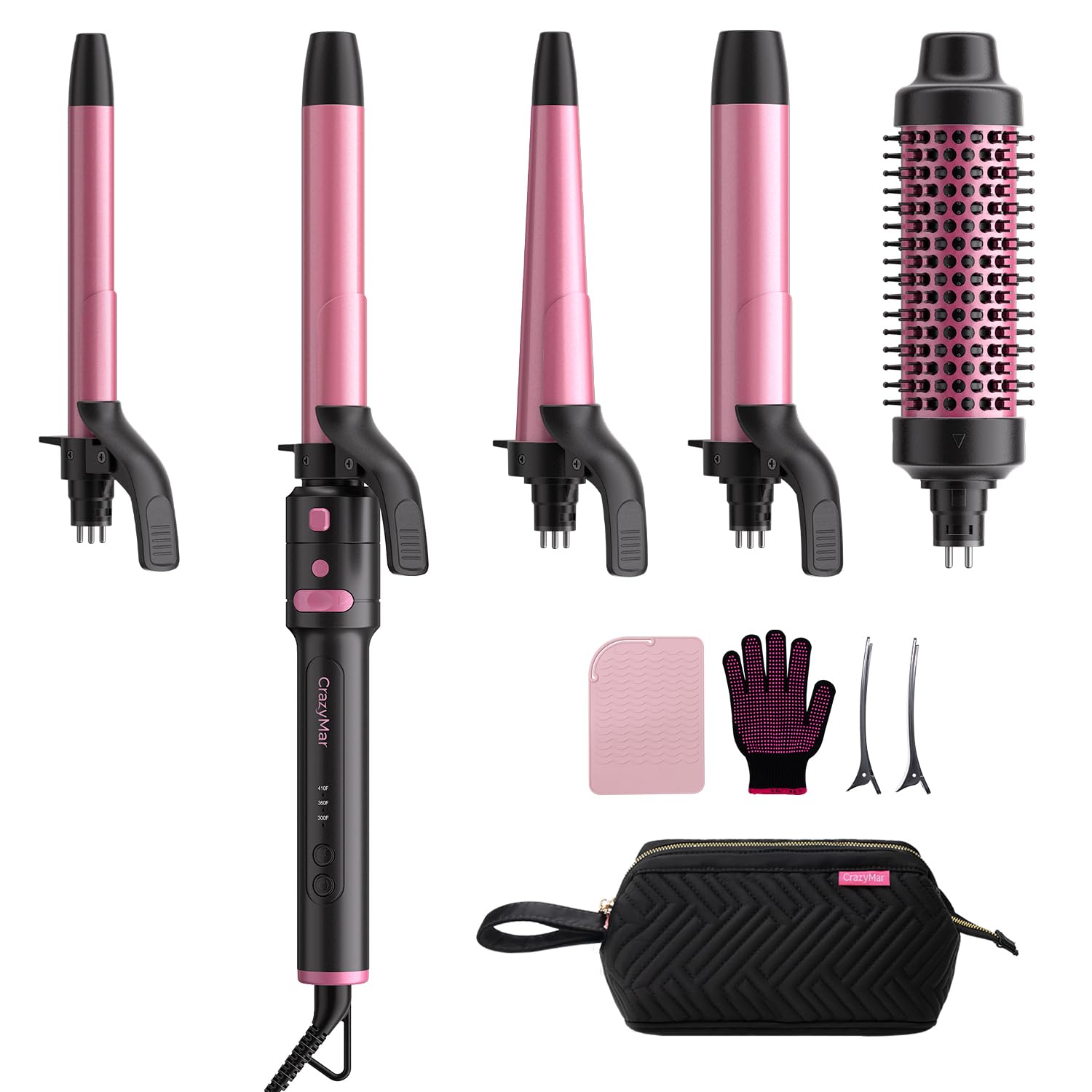 CrazyMar 5-in-1 curling iron set for quick salon-style curls at home