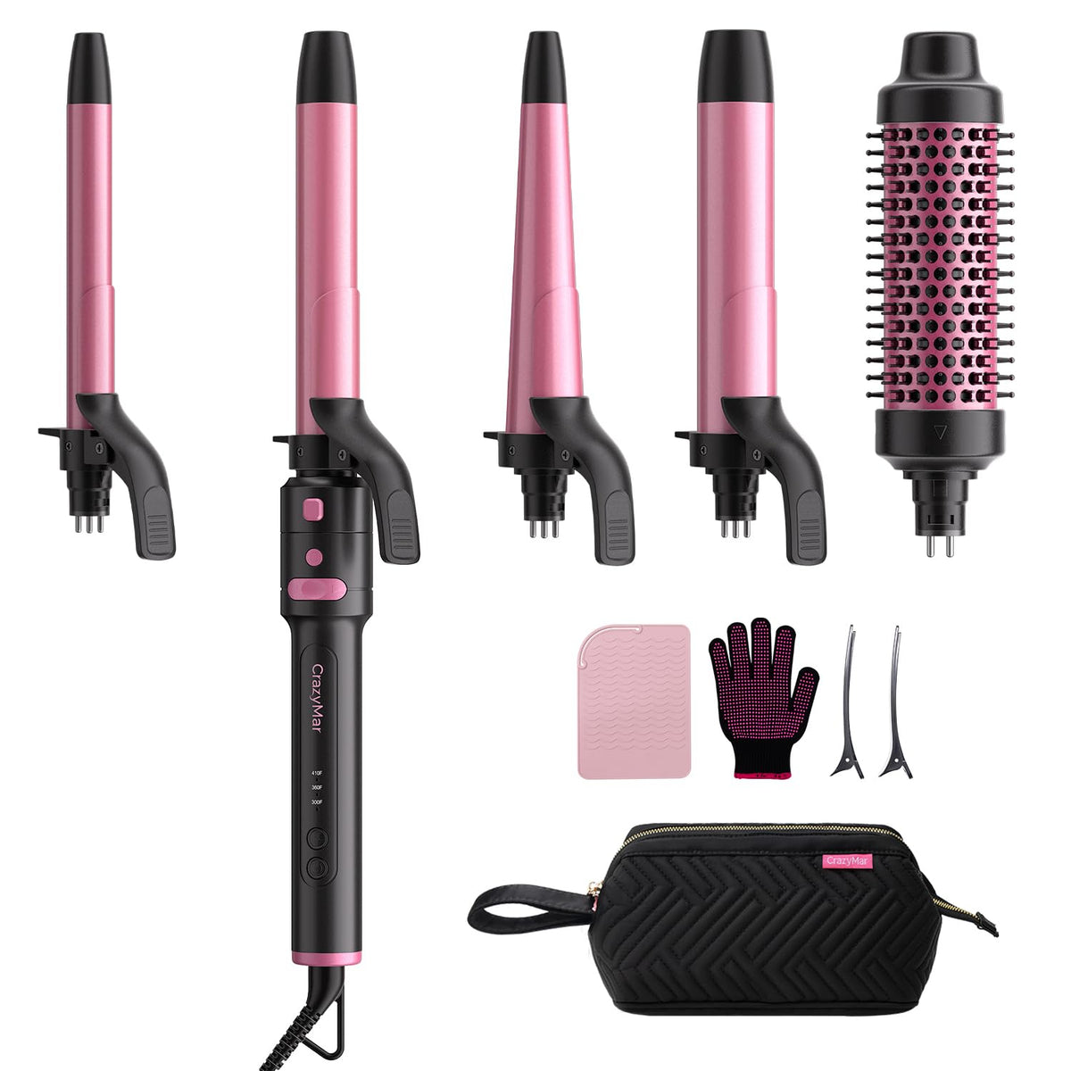 CrazyMar 5-in-1 curling iron set for quick salon-style curls at home