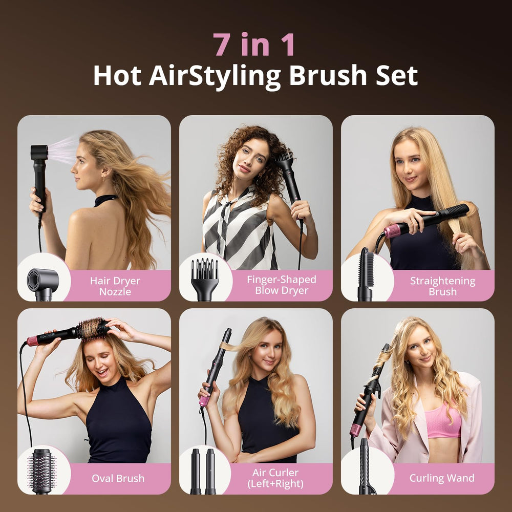 CrazyMar Air Wrap 7-in-1 attachments enable drying, curling, and volumizing.