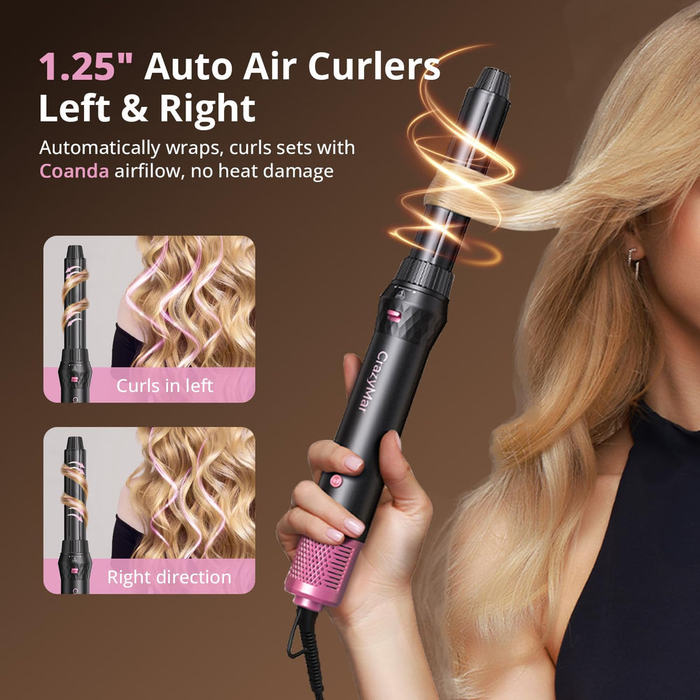 CrazyMar Air Wrap ergonomic handle provides comfortable, one-handed styling.