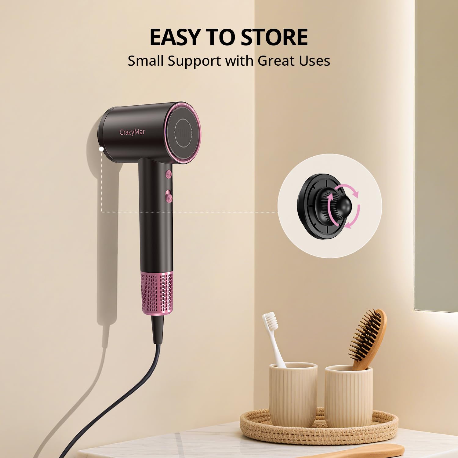 CrazyMar Ionic Hair Dryer digital LED controls for easy adjustments.