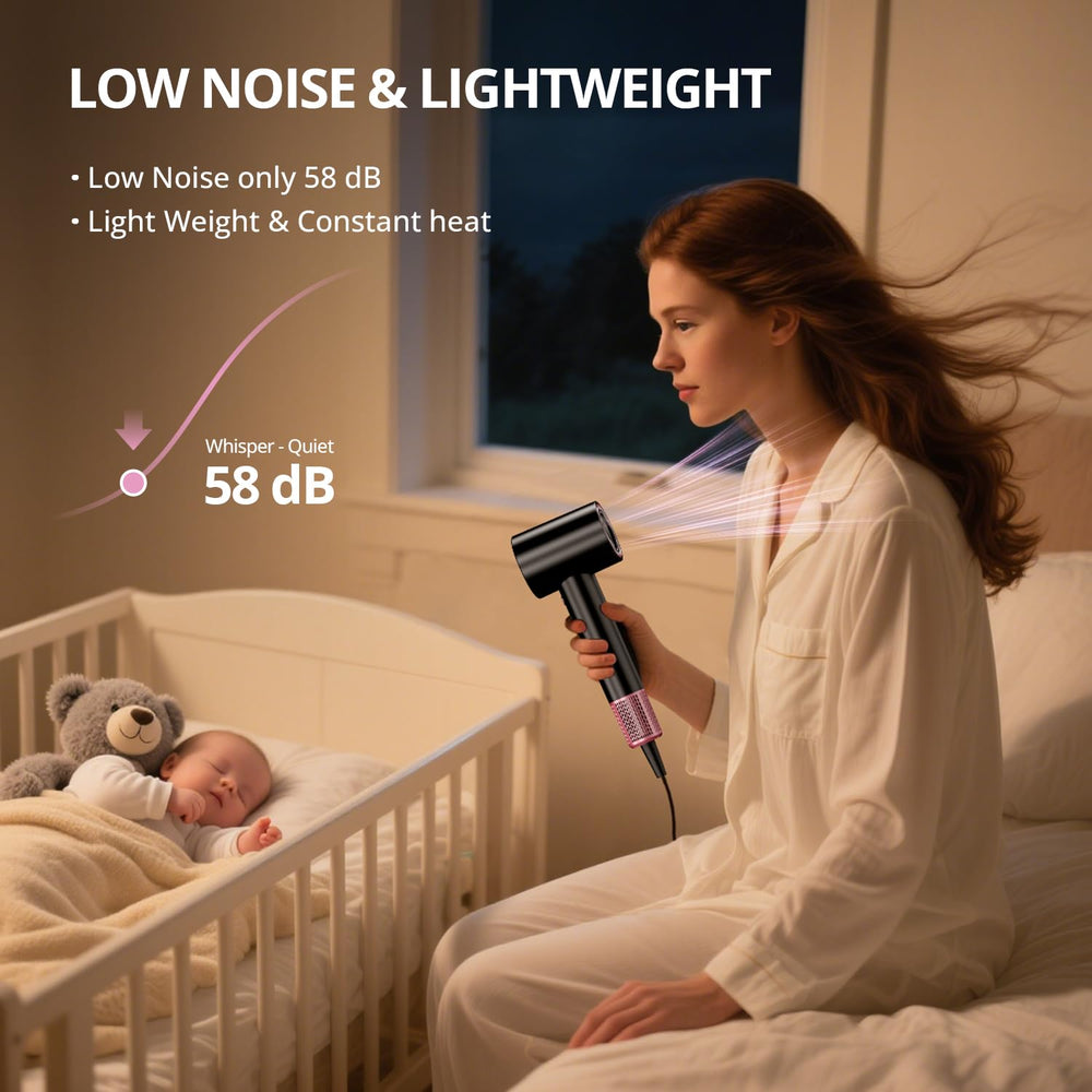 CrazyMar Ionic Hair Dryer in use with diffuser for curled styles.