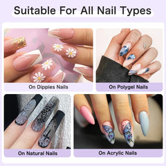 Aplicación del pegamento foil Creaglam en uñas naturales.