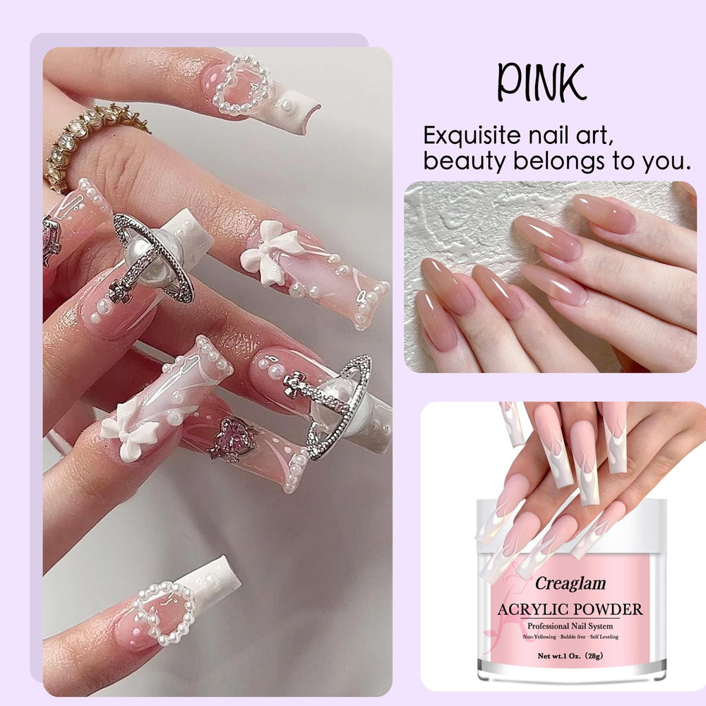 Creaglam dark pink acrylic powder 28g for rich, elegant extensions.