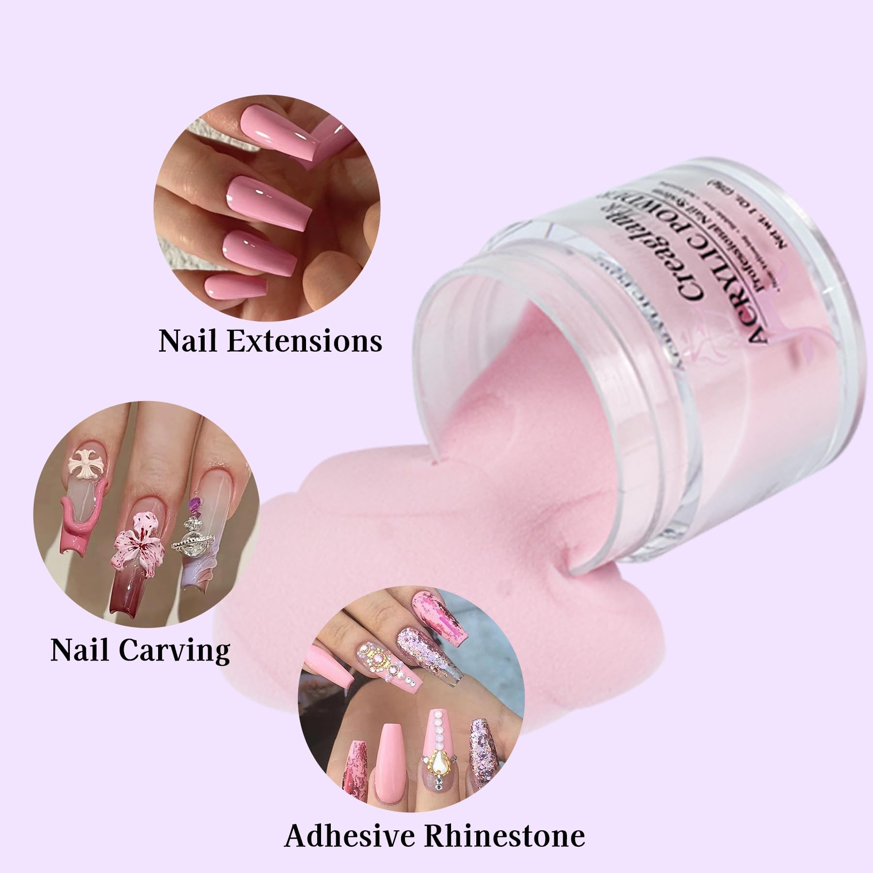 Creaglam French extension-ready powder for clean, natural tips.