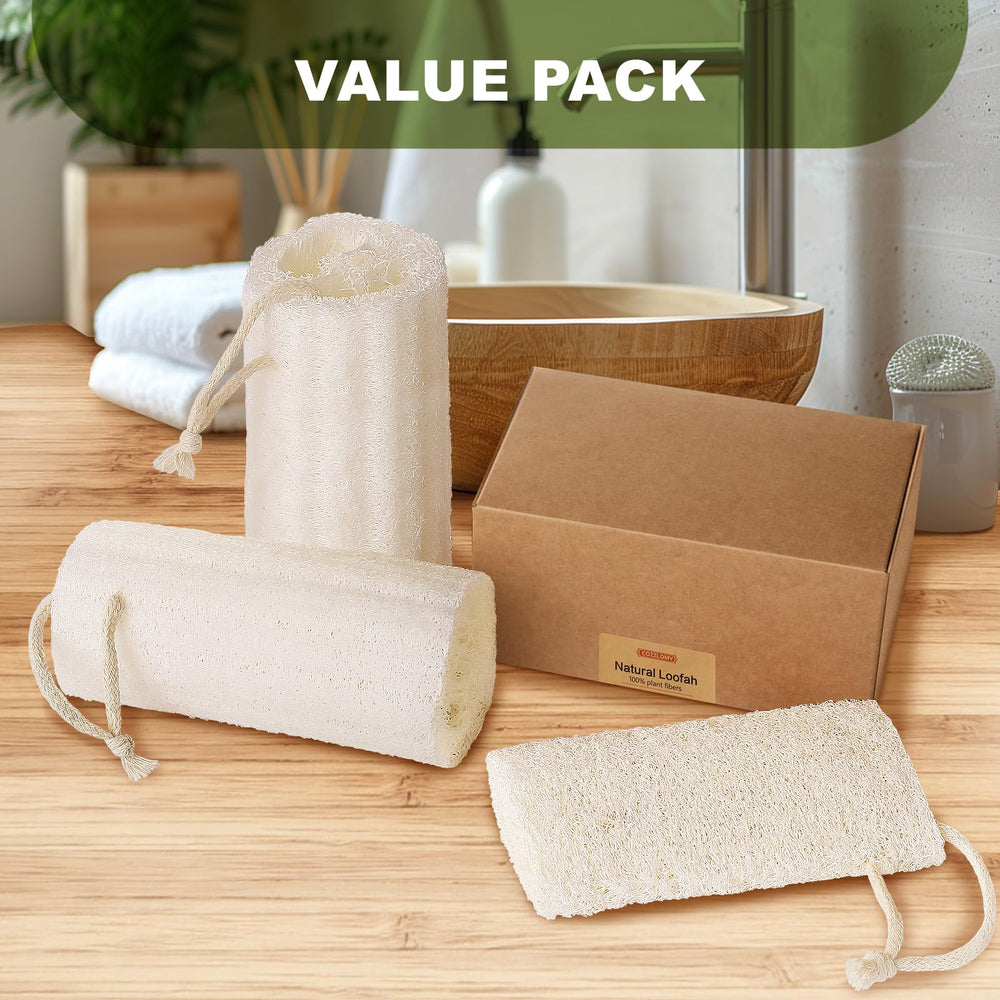 Createjoya bathroom scene with loofahs ready for daily cleansing.