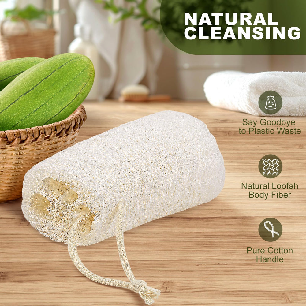 Createjoya loofah scrubber 5-inch close-up showing plant fiber texture for cleansing.