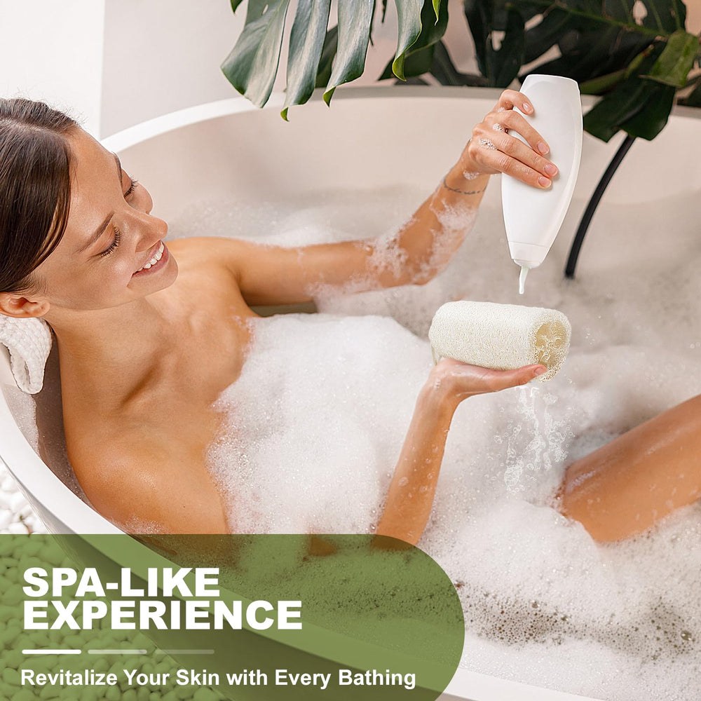 Createjoya loofah soak expansion demonstrating easy prep before use.