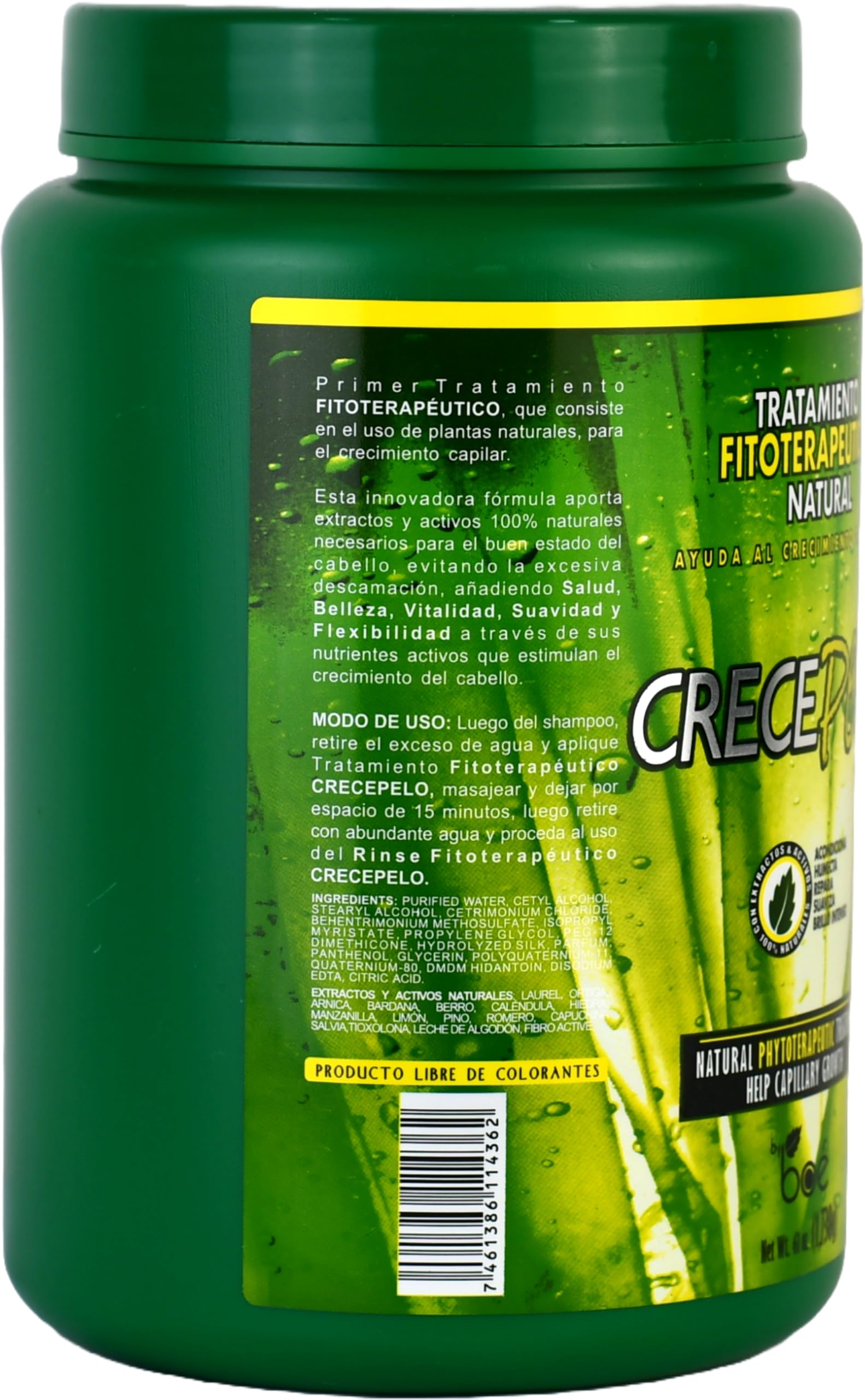 Crece Pelo frasco de 61 oz con mascarilla para reparación profunda.