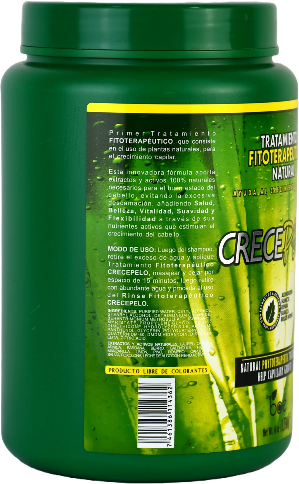 Crece Pelo frasco de 61 oz con mascarilla para reparación profunda.