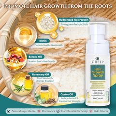 Creip spray crecimiento cabello, botella romero, equilibrio cuero cabelludo