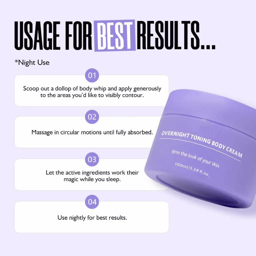 Uso diario de la crema corporal nocturna tonificante para piel firme y homogénea