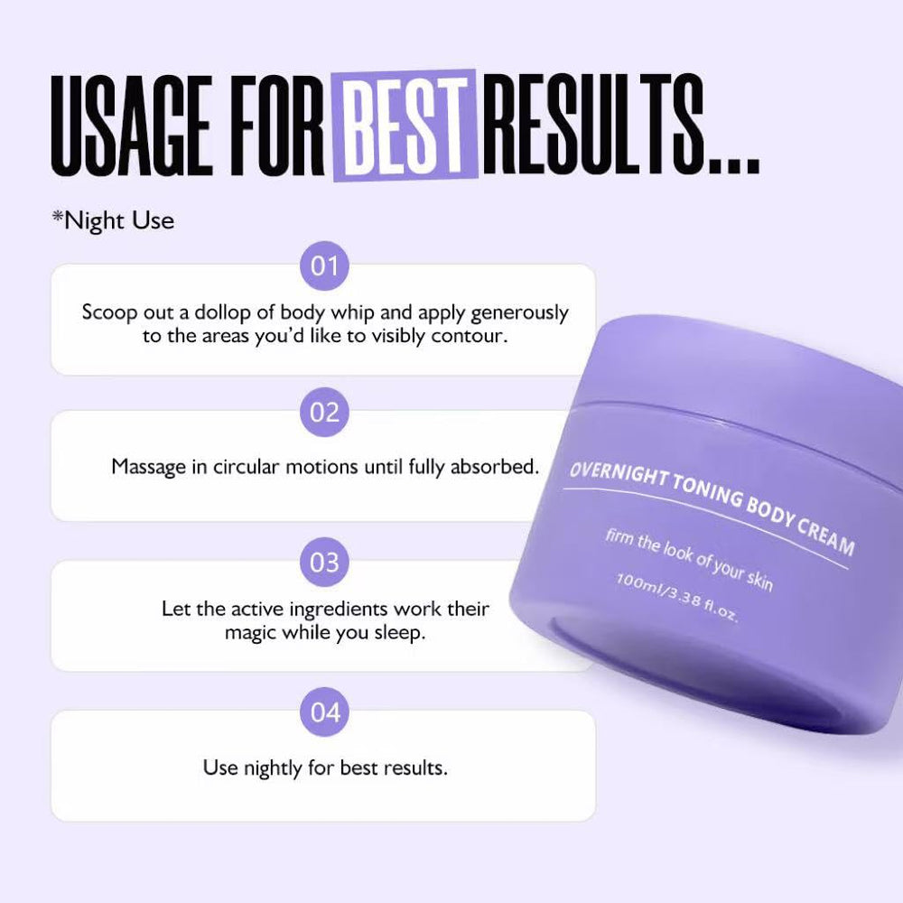 Uso diario de la crema corporal nocturna tonificante para piel firme y homogénea