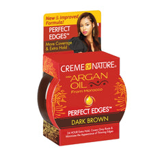 Creme of Nature Perfect Edges cubre canas en cabello castaño para un aspecto natural.