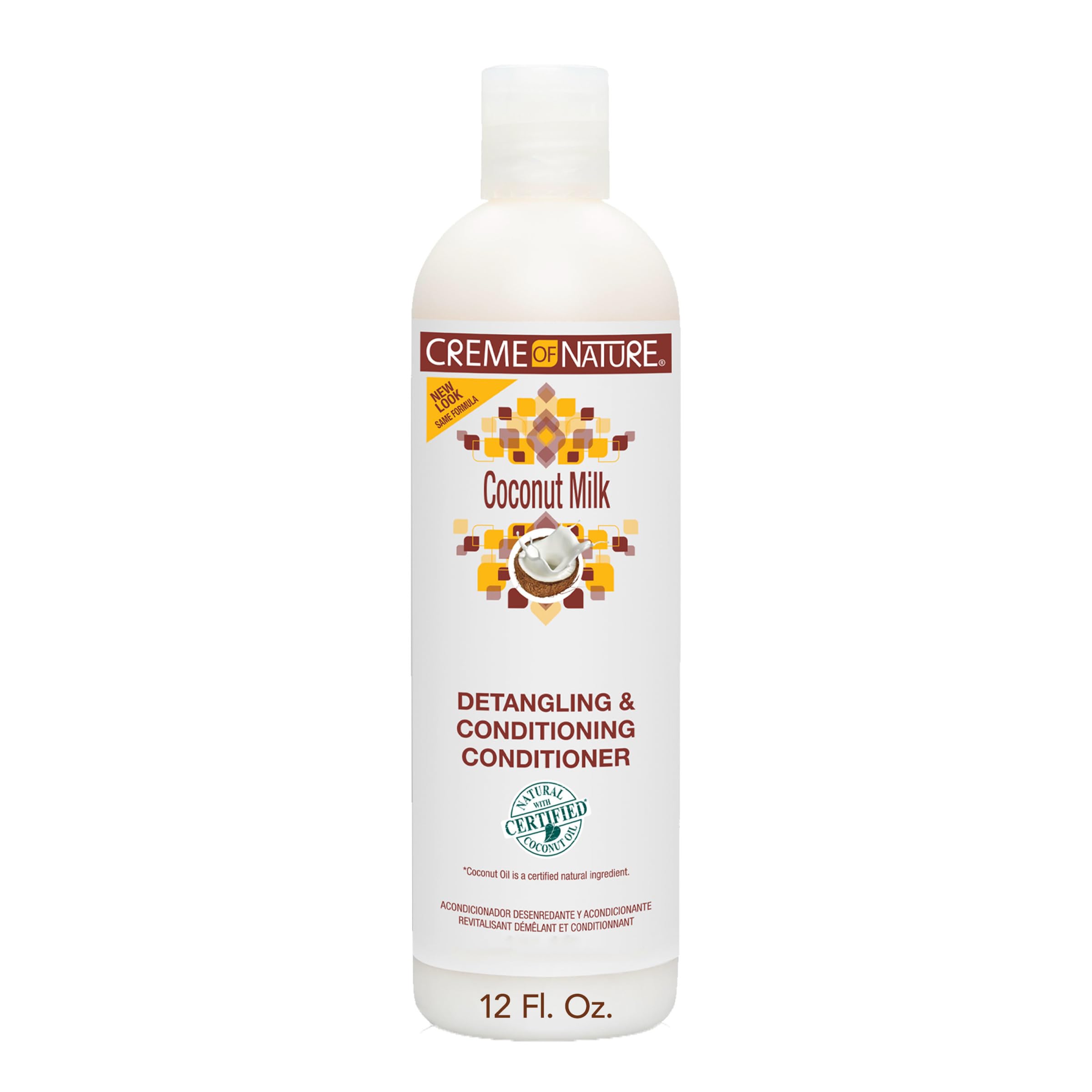 Creme of Nature Leche de Coco Desenredante en botella para cabello suave.