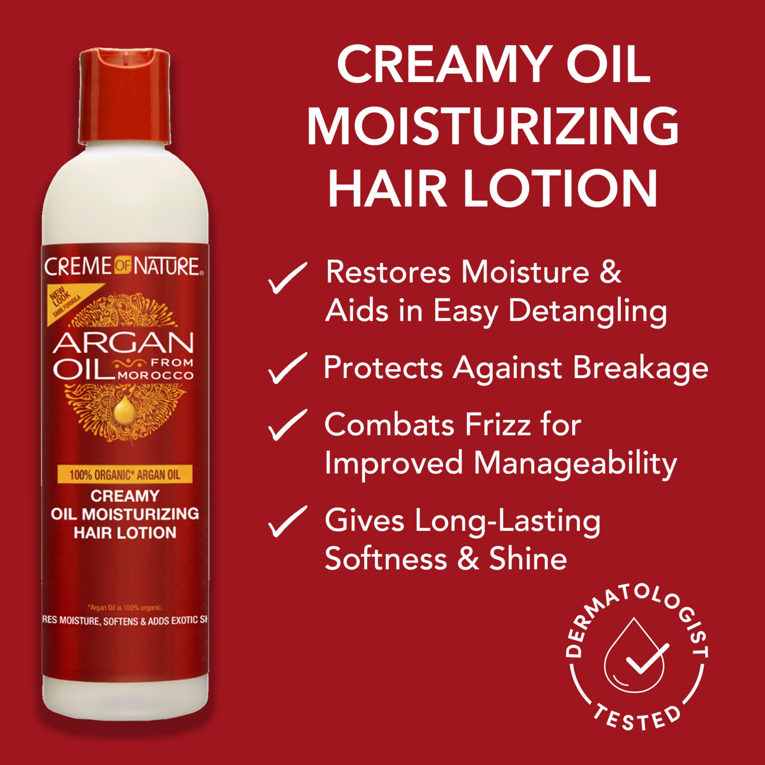 Creme of Nature Aceite de Argán, control de frizz para peinados diarios.
