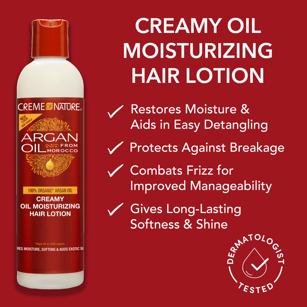 Creme of Nature Aceite de Argán, control de frizz para peinados diarios.