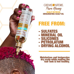 Aplicación en cuero cabelludo con Creme of Nature, alivio para estilos protectores
