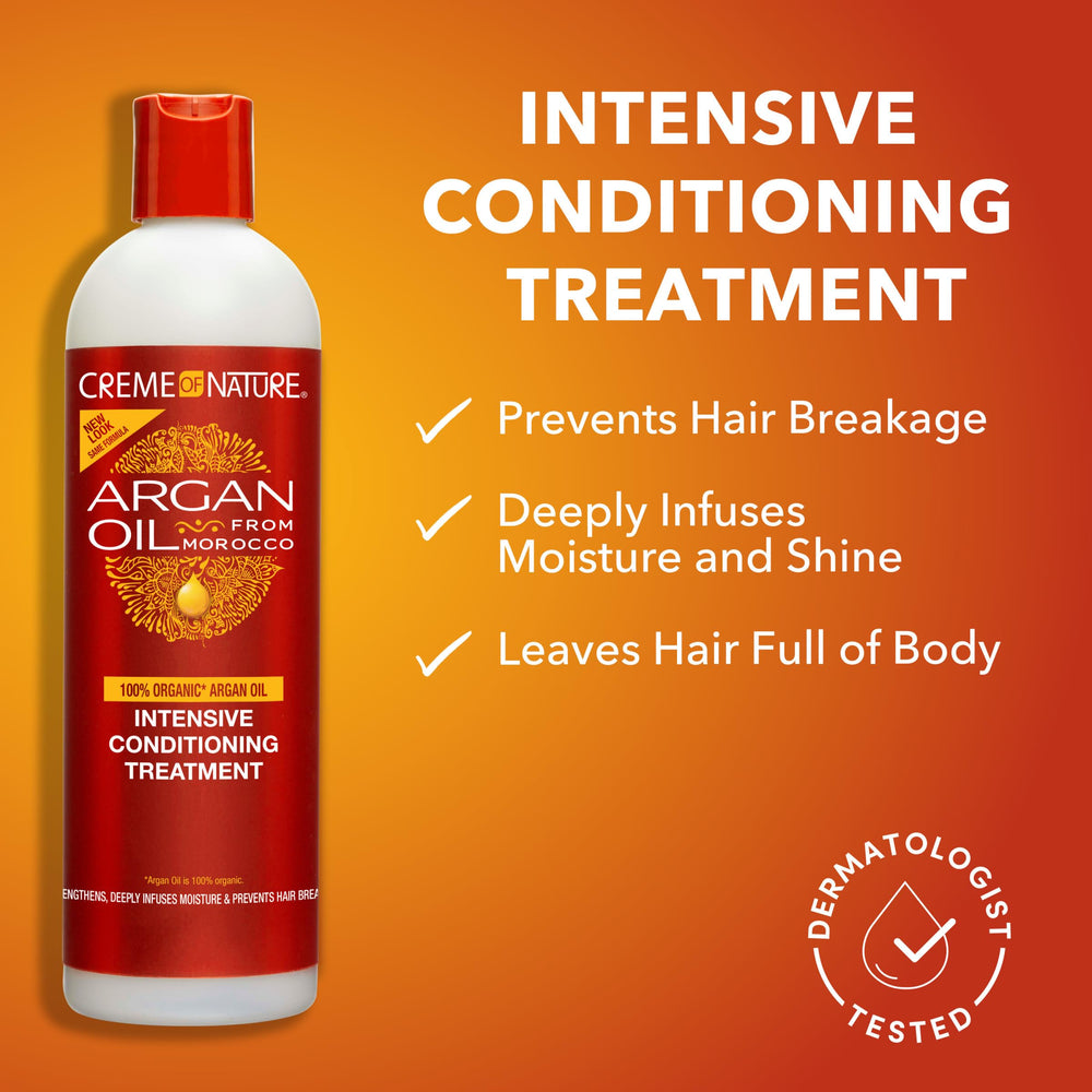 Aplicación recomendada de Creme of Nature Argan Oil para cuidado diario.