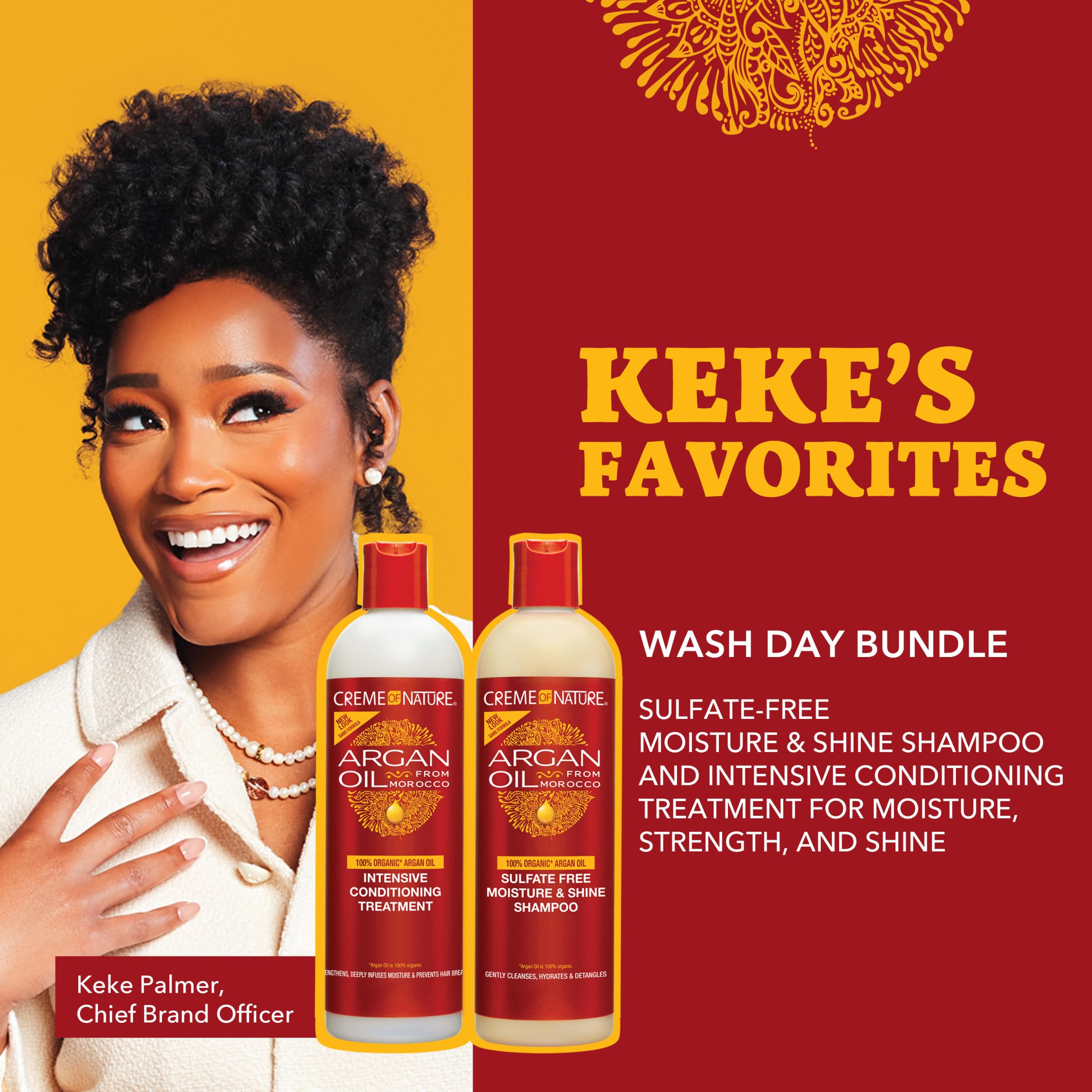 Dúo de cuidado Creme of Nature Argan Oil para cabello texturizado.