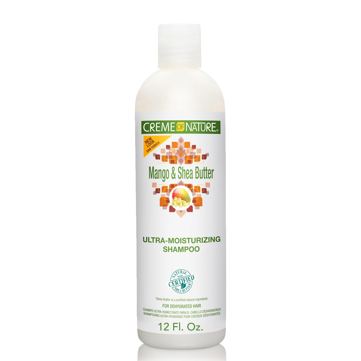 Creme of Nature Mango & Shea en botella para hidratación profunda de rizos.