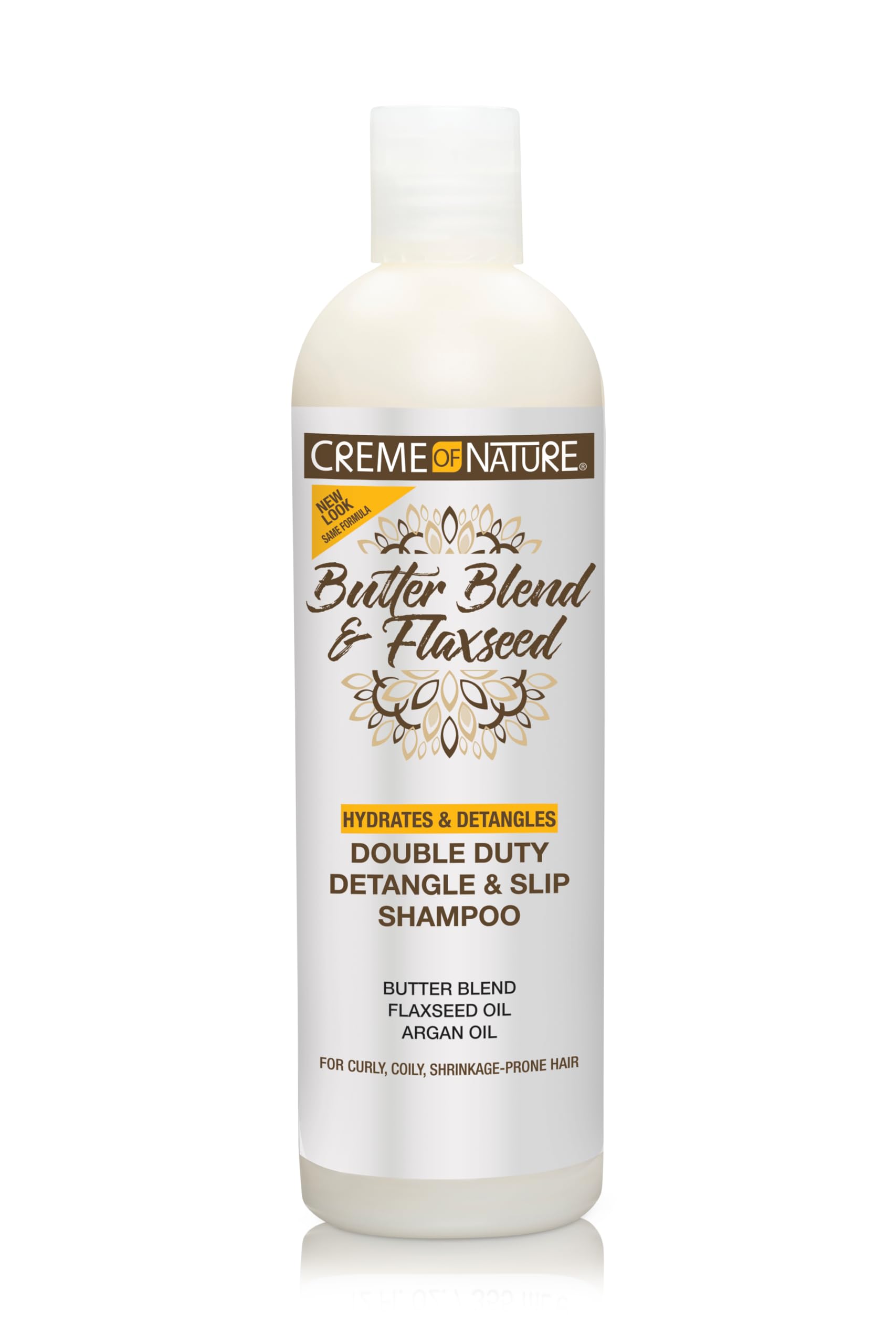 Creme of Nature Double Duty Detangle & Slip Shampoo bottle pour for easy detangling.
