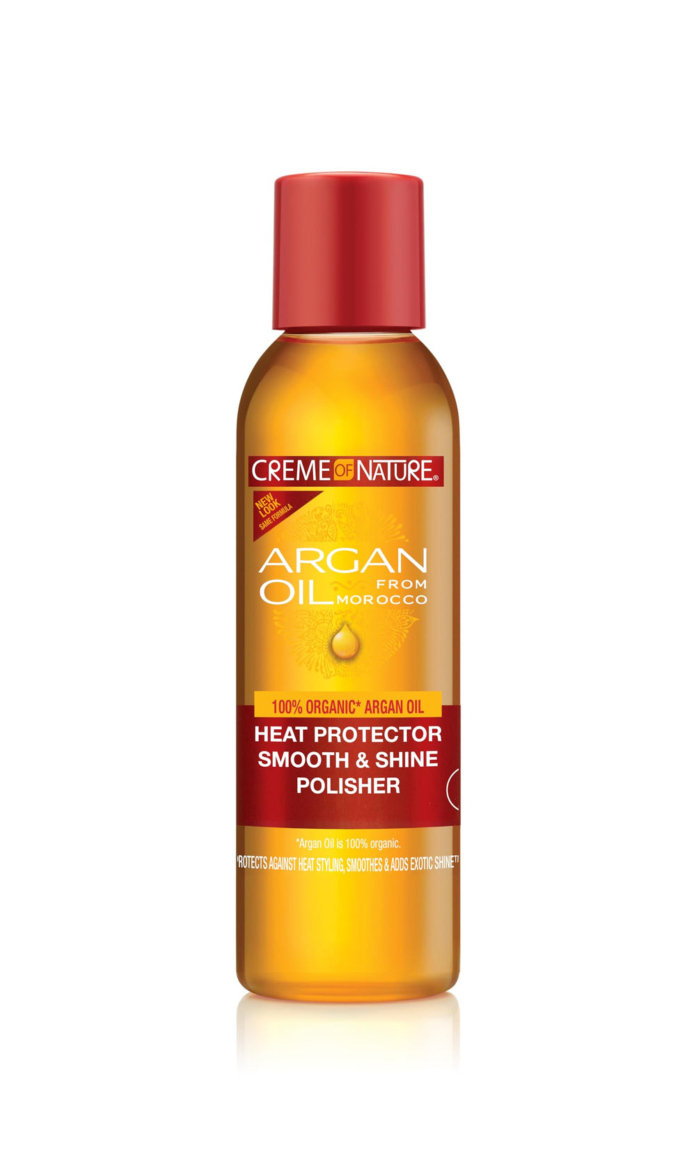 Creme of Nature heat protector bottle pour-ready for smooth, protected styling.