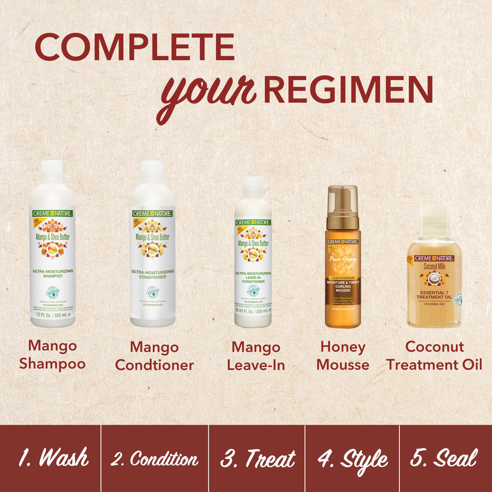 Resultados: rizos brillantes y manejables con Creme of Nature Mango y Shea Butter.