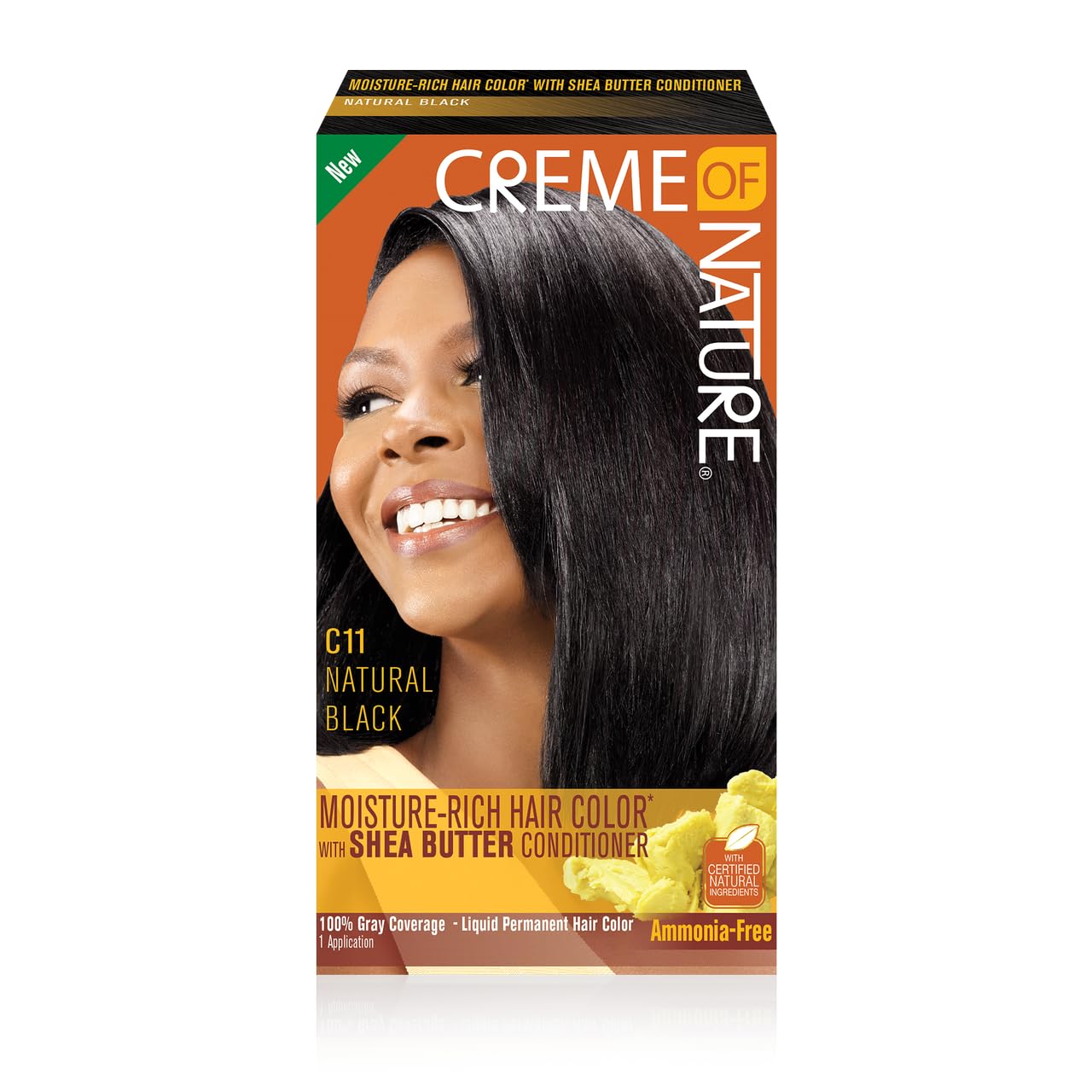 Creme of Nature Moisture Rich Liquid Hair Color Natural Black bottle delivers long-lasting shine