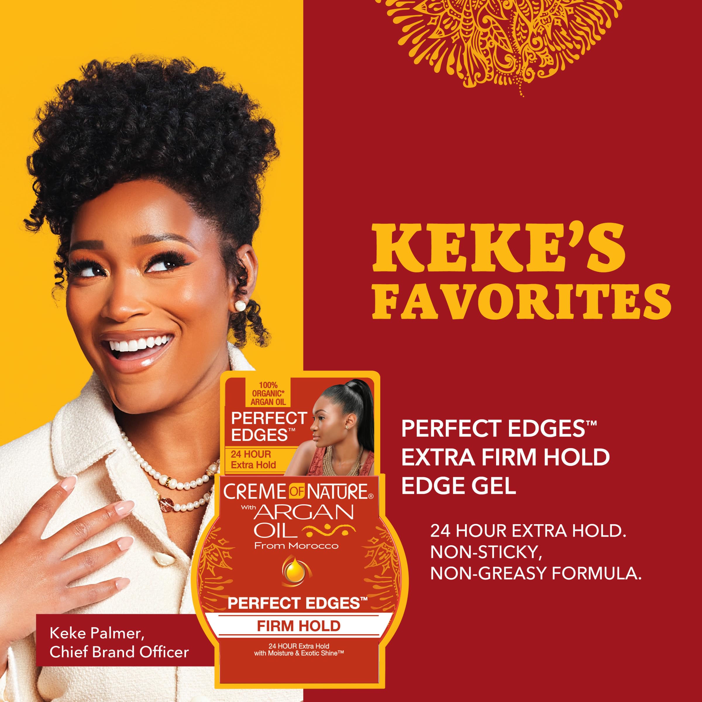 Creme of Nature Perfect Edges with 48-hour hold ensures steady edge control.