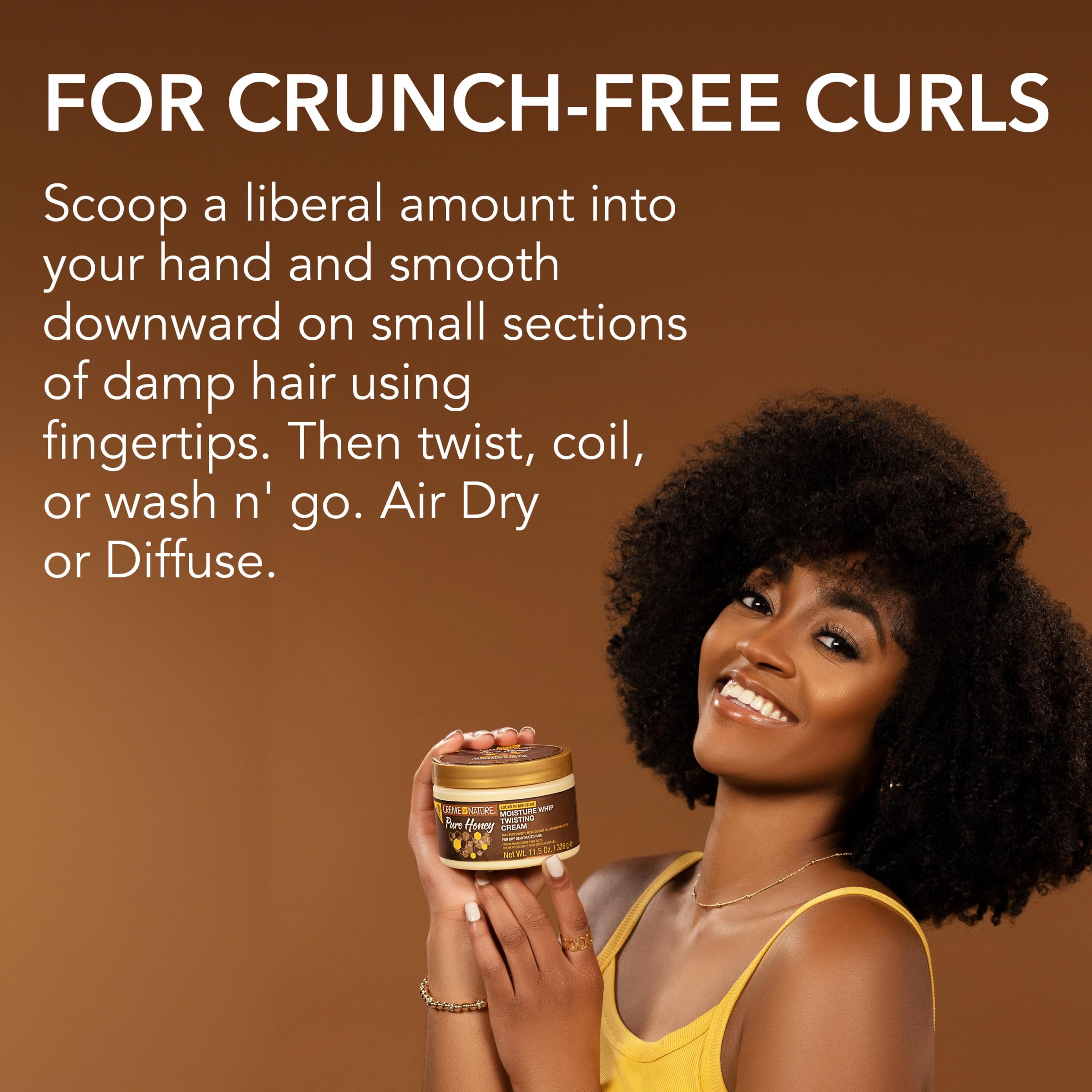 Creme of Nature Pure Honey formula nourishes with coconut oil and shea butter.