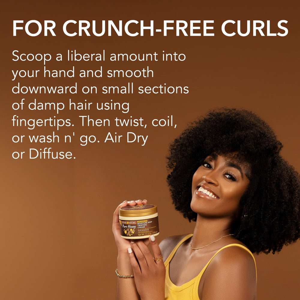 Creme of Nature Pure Honey formula nourishes with coconut oil and shea butter.