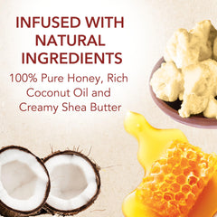 Creme of Nature Pure Honey Knot Away shows detangler application to knots with a wide-tooth comb.