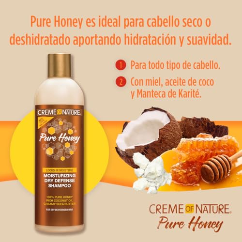 Creamy lather from Creme of Nature Pure Honey Dry Defense shampoo on wet hair.