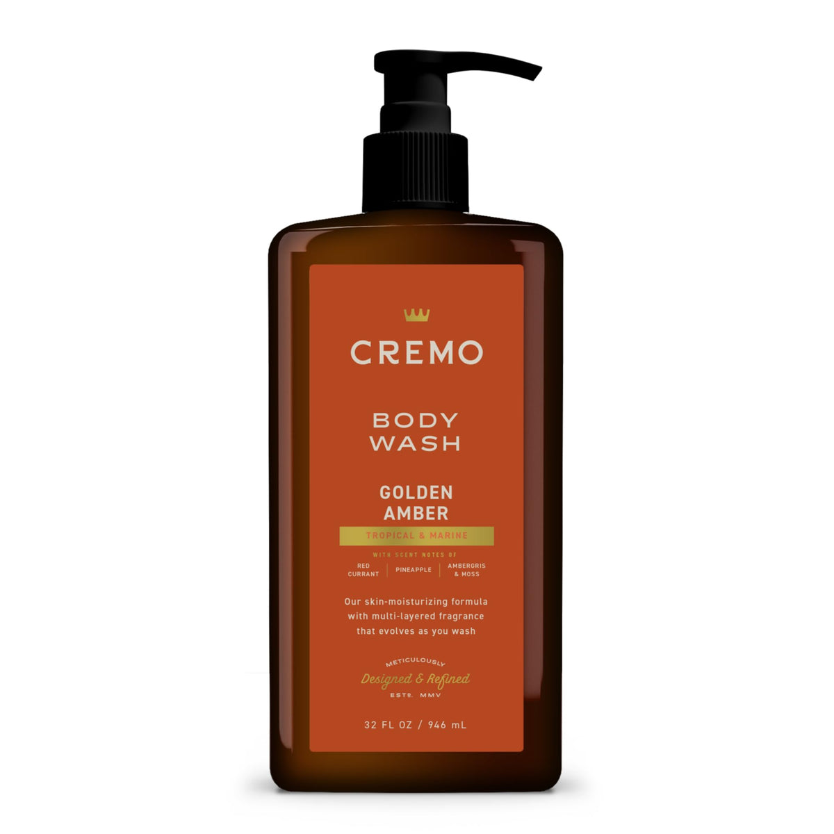 Cremo Ámbar Dorado: botella visible y aroma distinguido para la ducha diaria.