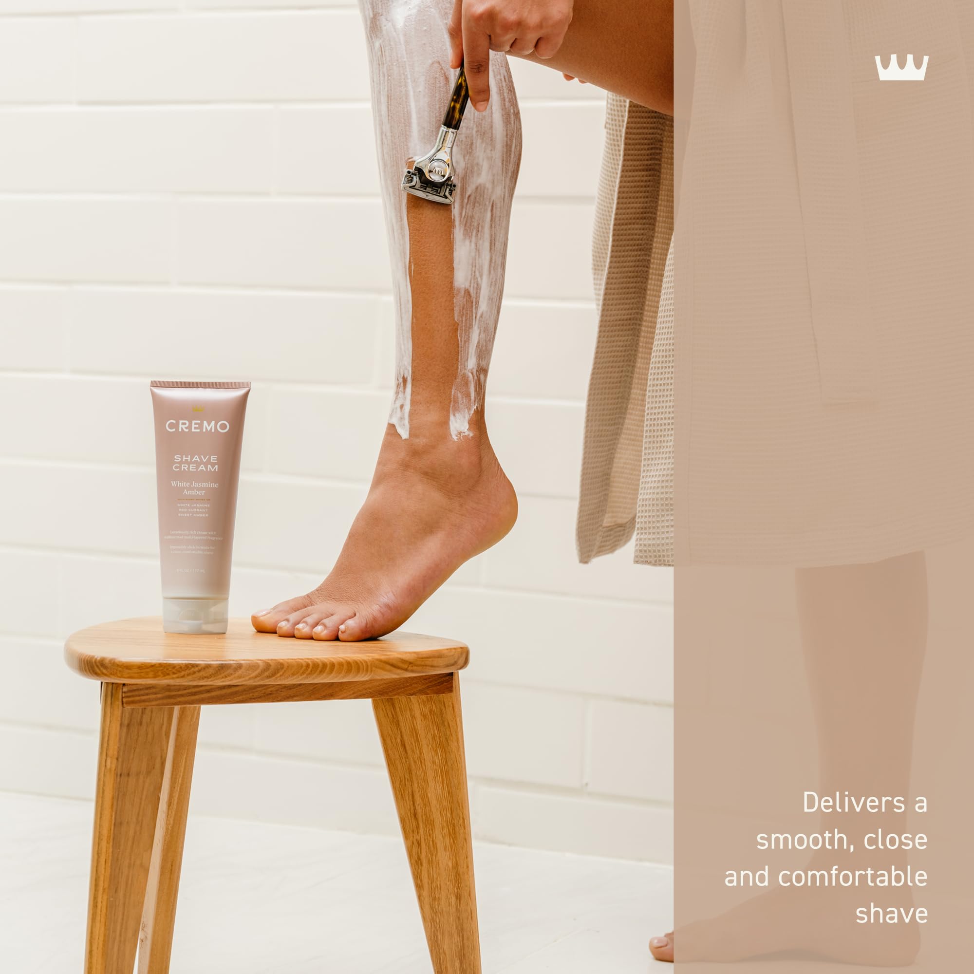 Cremo Amber Jasmine fragrance profile highlights a luxurious scent while you shave.