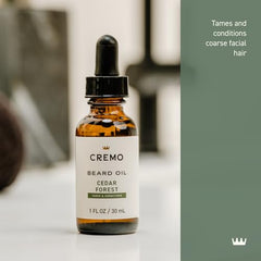 Cremo Beard Oil pour shows easy control for quick nourishment