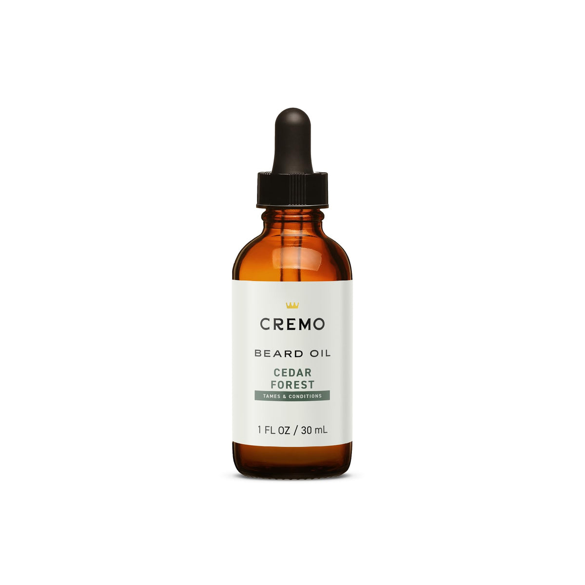 Cremo Beard Oil Revitalizing Cedar Forest bottle moisturizes beard naturally