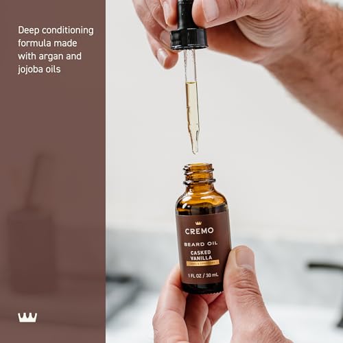Cremo Beard Oil vanilla dispense top enables precise application.