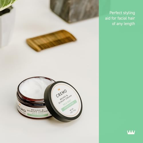 Cremo Beard and Scruff Cream tube dispense close up shows easy application.