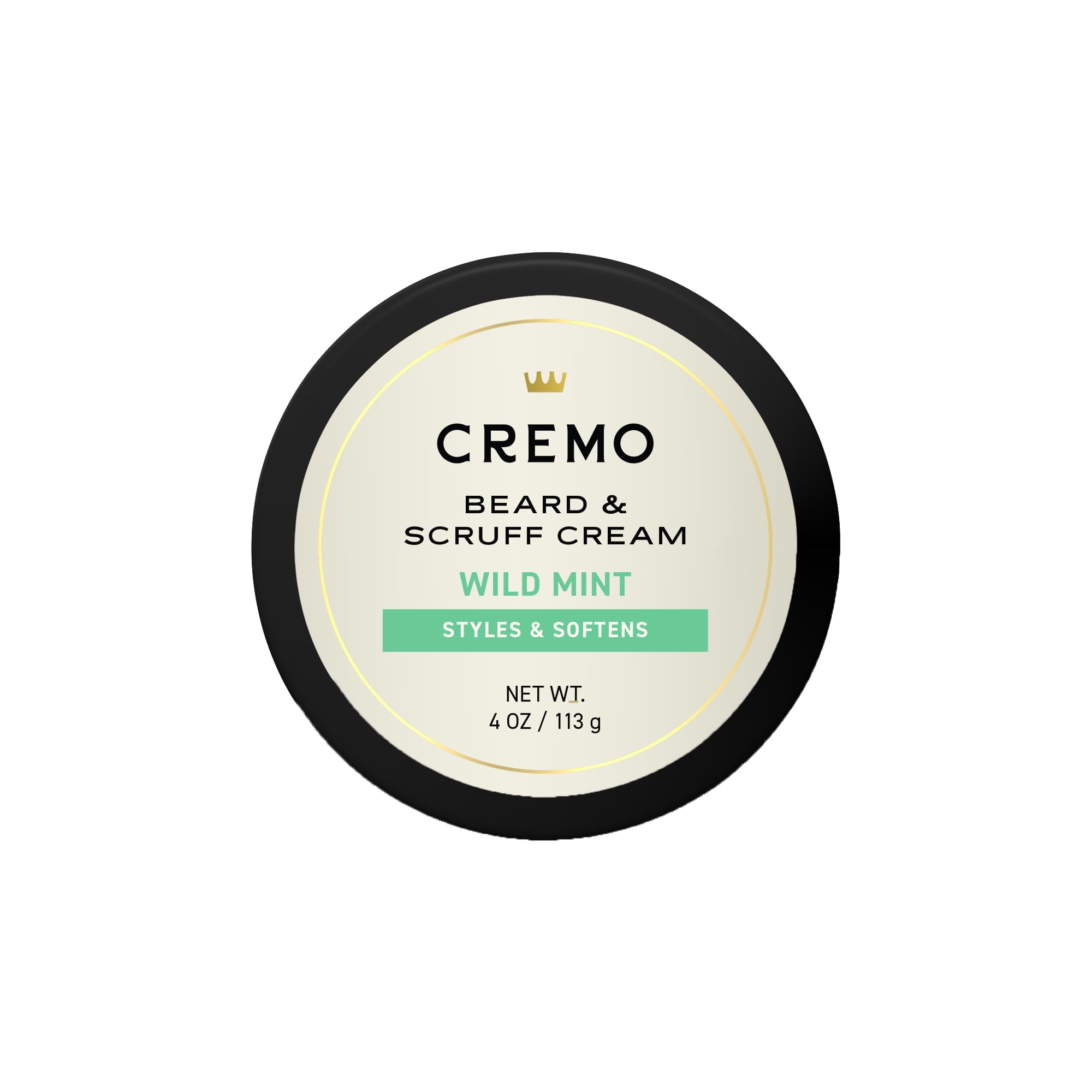 Cremo Beard and Scruff Cream wild mint packaging for refreshed grooming.