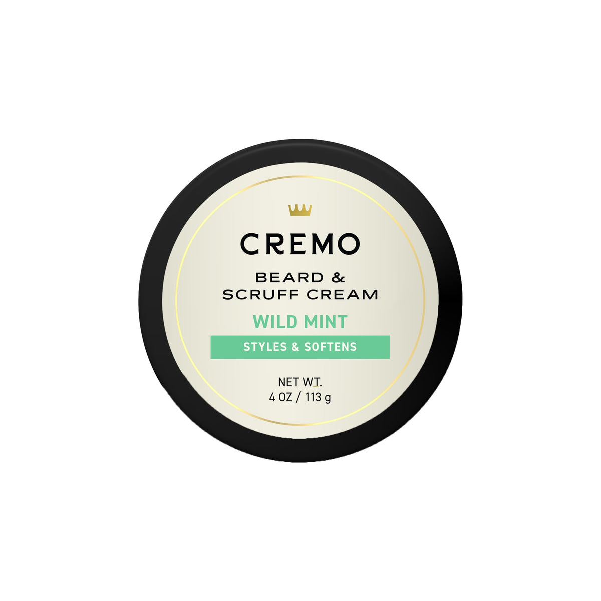 Cremo Beard and Scruff Cream wild mint packaging for refreshed grooming.