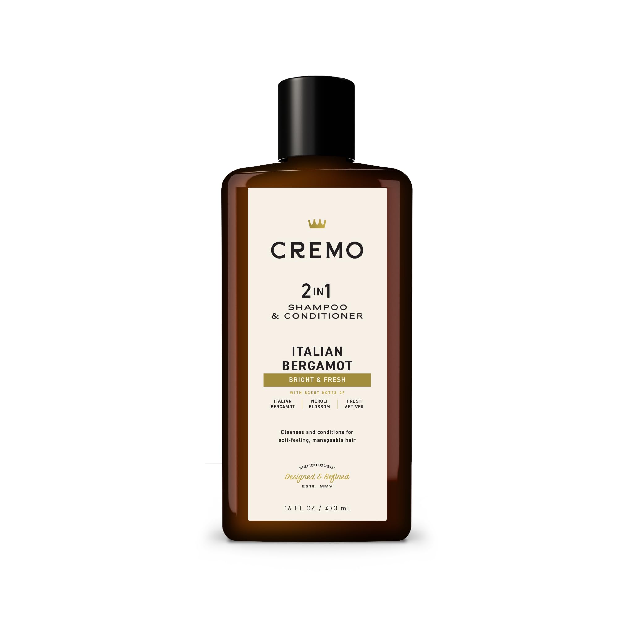 Cremo Bergamota Italiana: botella dos-en-uno para uso diario.