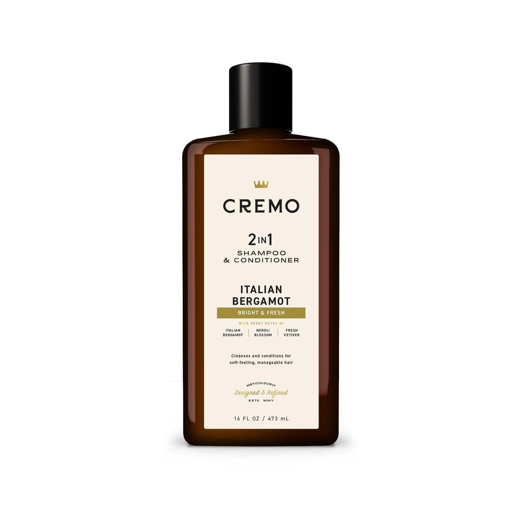 Cremo Bergamota Italiana: botella dos-en-uno para uso diario.