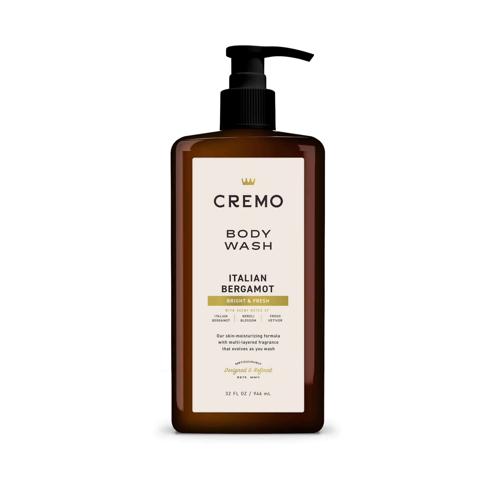 Cremo gel de ducha Bergamota italiana, botella con dispensador para uso diario.